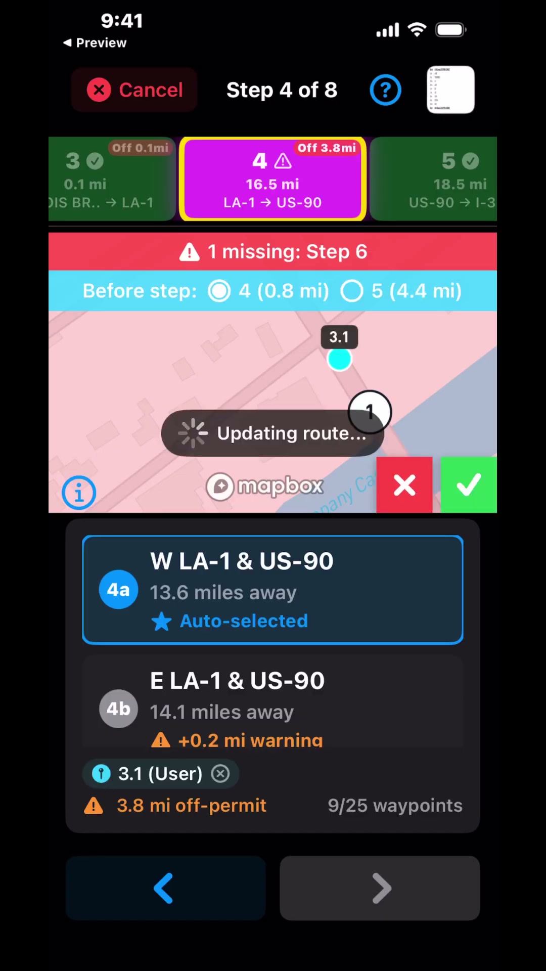 Anchor point on route