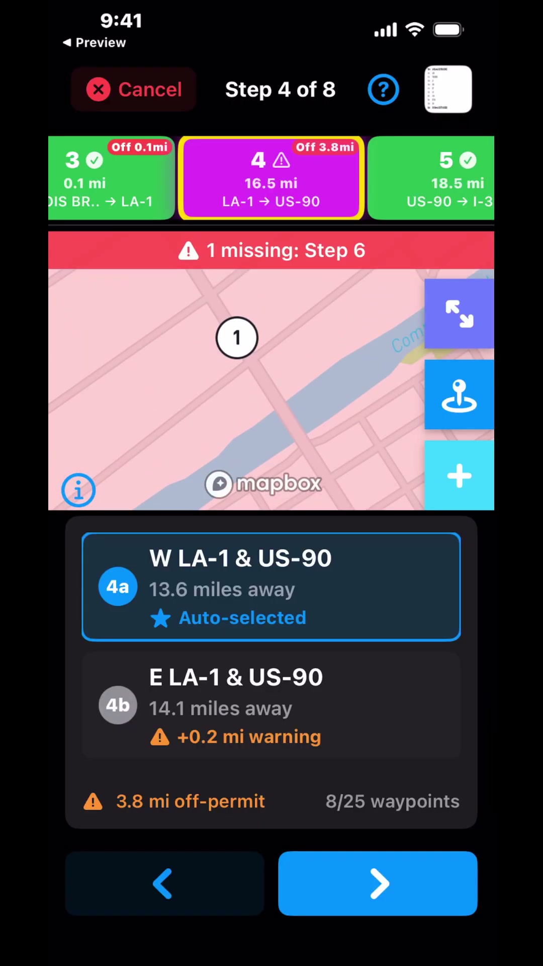 Verify each intersection on the map
